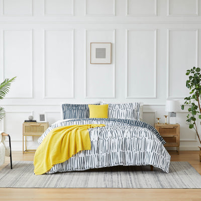 Front View of spirit 5-Piece Duvet Cover in charcoal#color_spirit-charcoal
