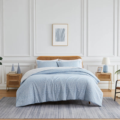 Front View of La La Land Reversible Comforter Set in Blue#color_lala-land-blue