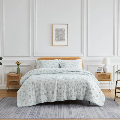 Front View of Springtime Sprigs Comforter Set in Blue#color_springtime-sprigs-blue