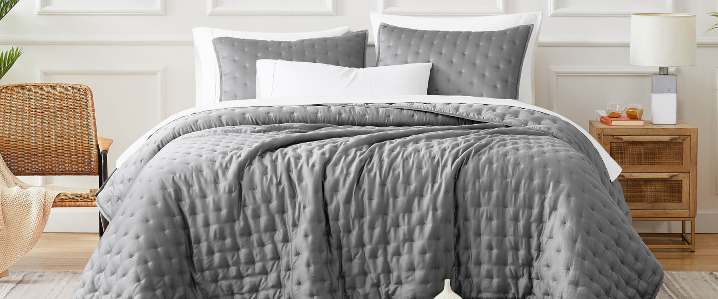 Bamboo Viscose Quilt Set in Grey
