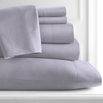 100 GSM Microfiber Solid Color Sheet Set Stack in Evening Haze