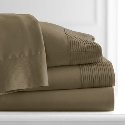 110 GSM Pleated Sheet Set in Dark Taupe