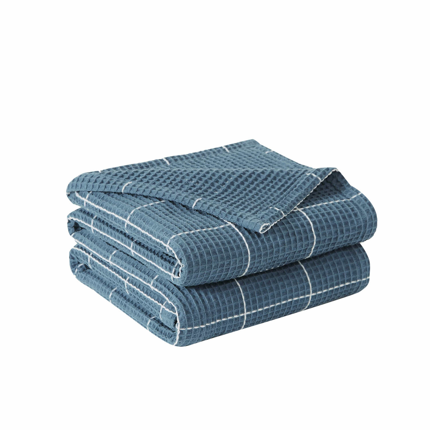 Details of Check Cotton Blanket and Throw in white#color_steel-blue-with-white-check