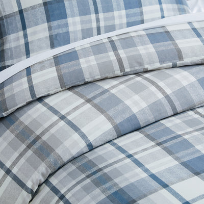 Details and Print of Highland Cotton Duvet Cover Set in Blue#color_highland-blue