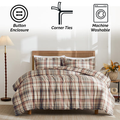 Front  View of Highland Cotton Duvet Cover Set in Rust #color_highland-rust