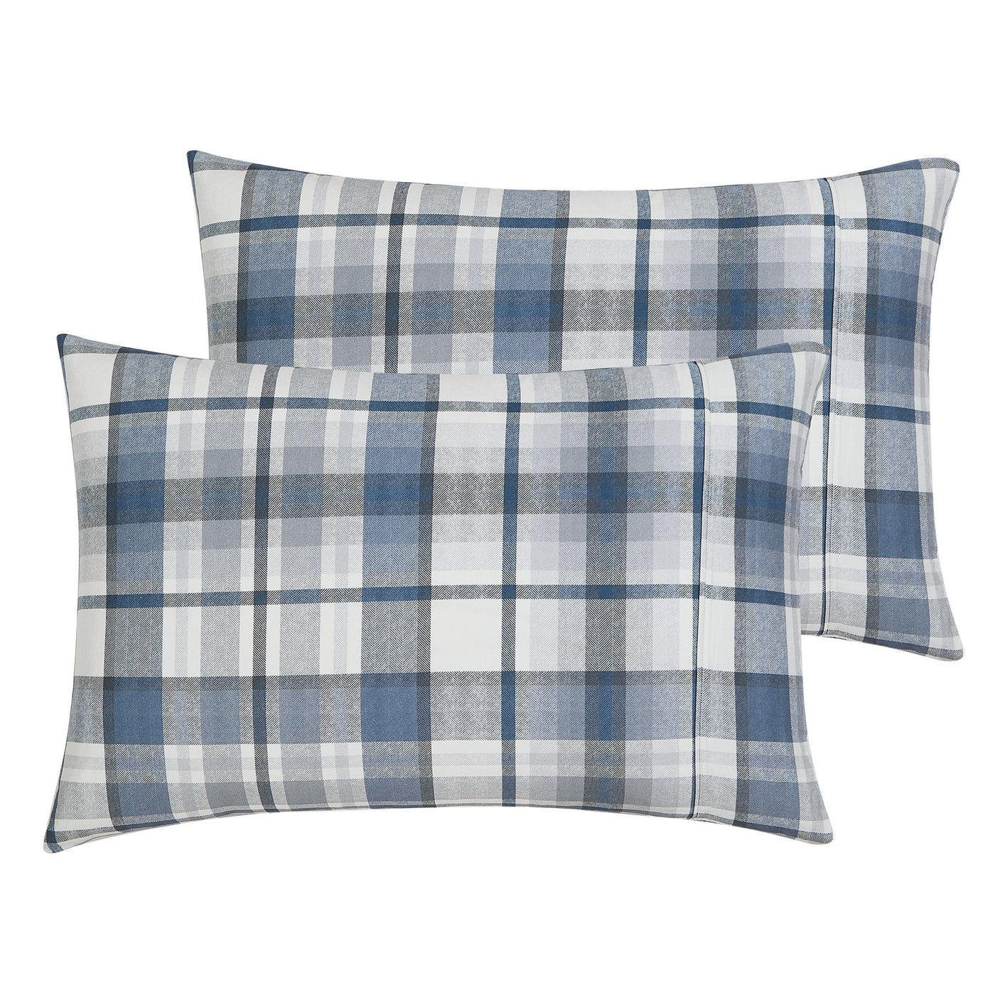 Pillowcases Stack of Highland Cotton Sheet Set in Blue#color_highland-blue