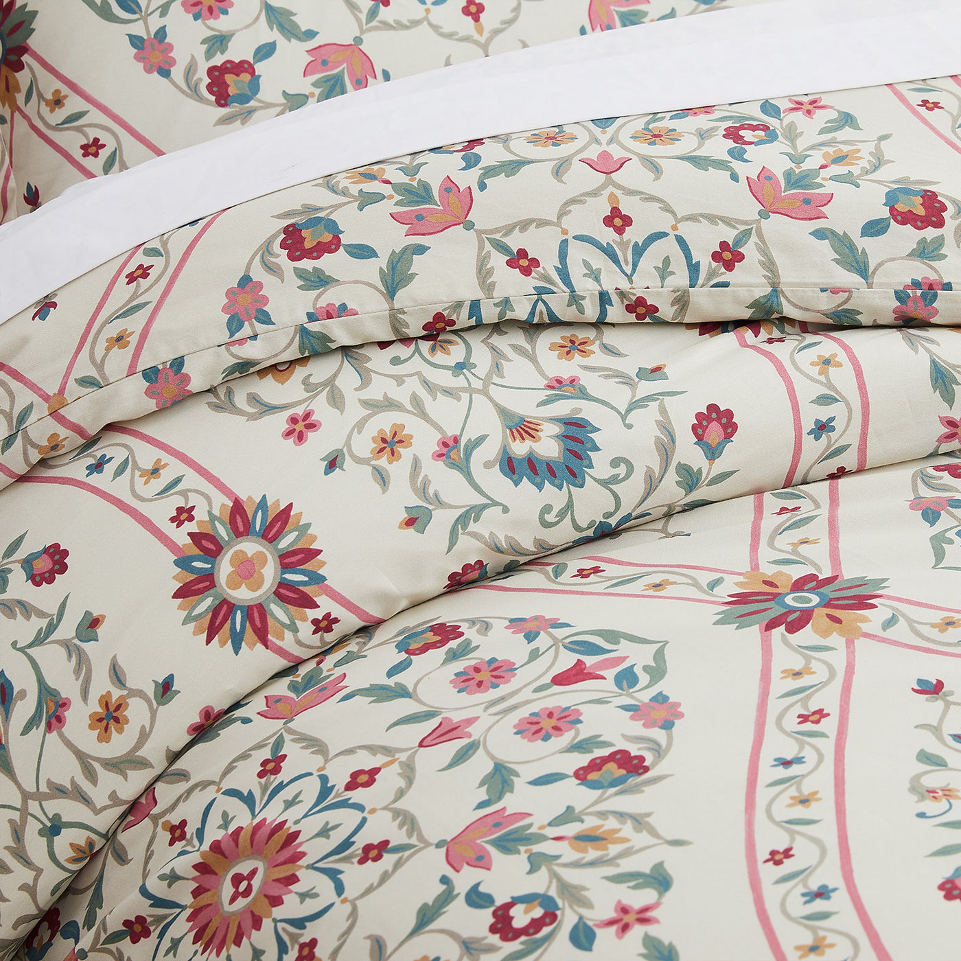 Details and Print of Kashmir Cotton Duvet Cover Set in Multi-color #color_kashmir-multi-color