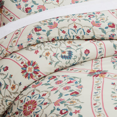 Details and Print of Kashmir Cotton Duvet Cover Set in Multi-color #color_kashmir-multi-color