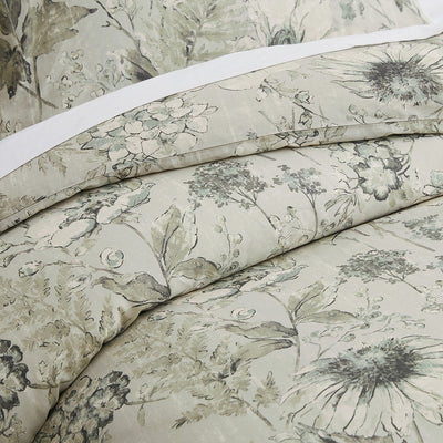 Details and Print of Skye Cotton Duvet Cover Set in Natural #color_skye-natural