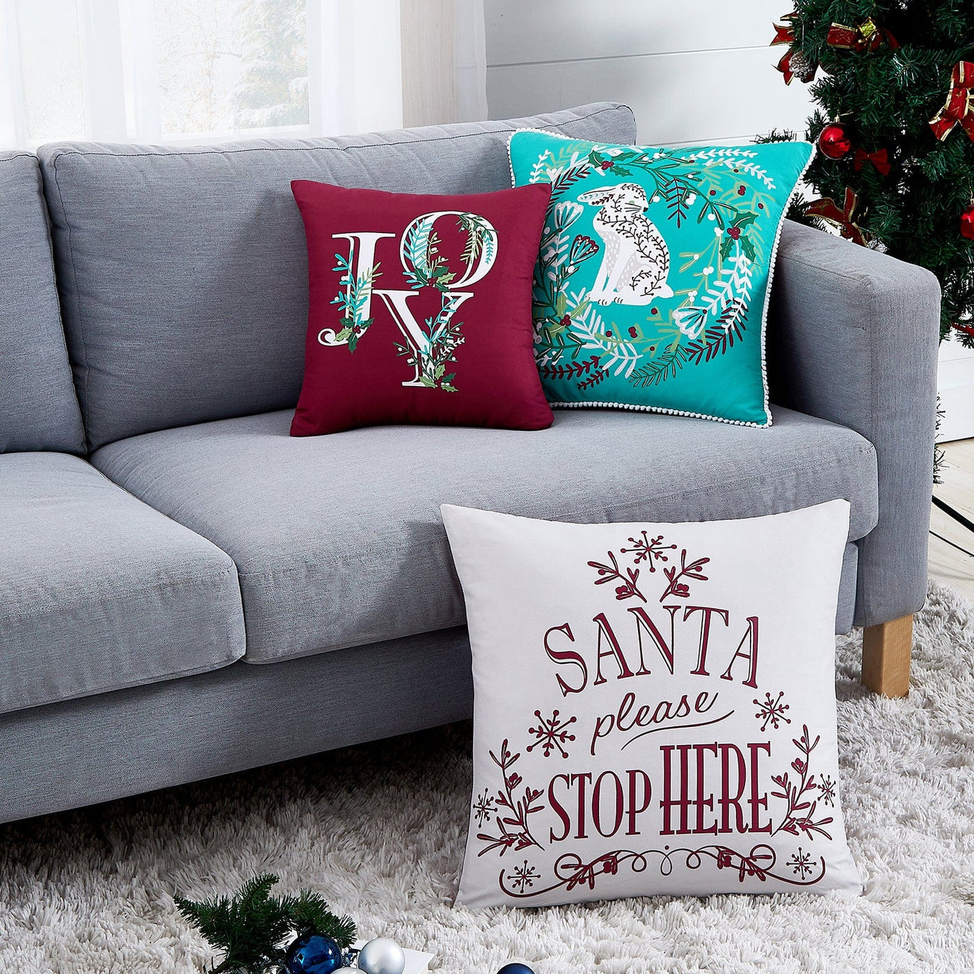 Christmas Woodland 3-Piece Throw Pillow Set