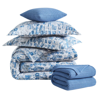 Rhythm 5-Piece Duvet Cover Set in blue Stack Together#color_rhythm-blue