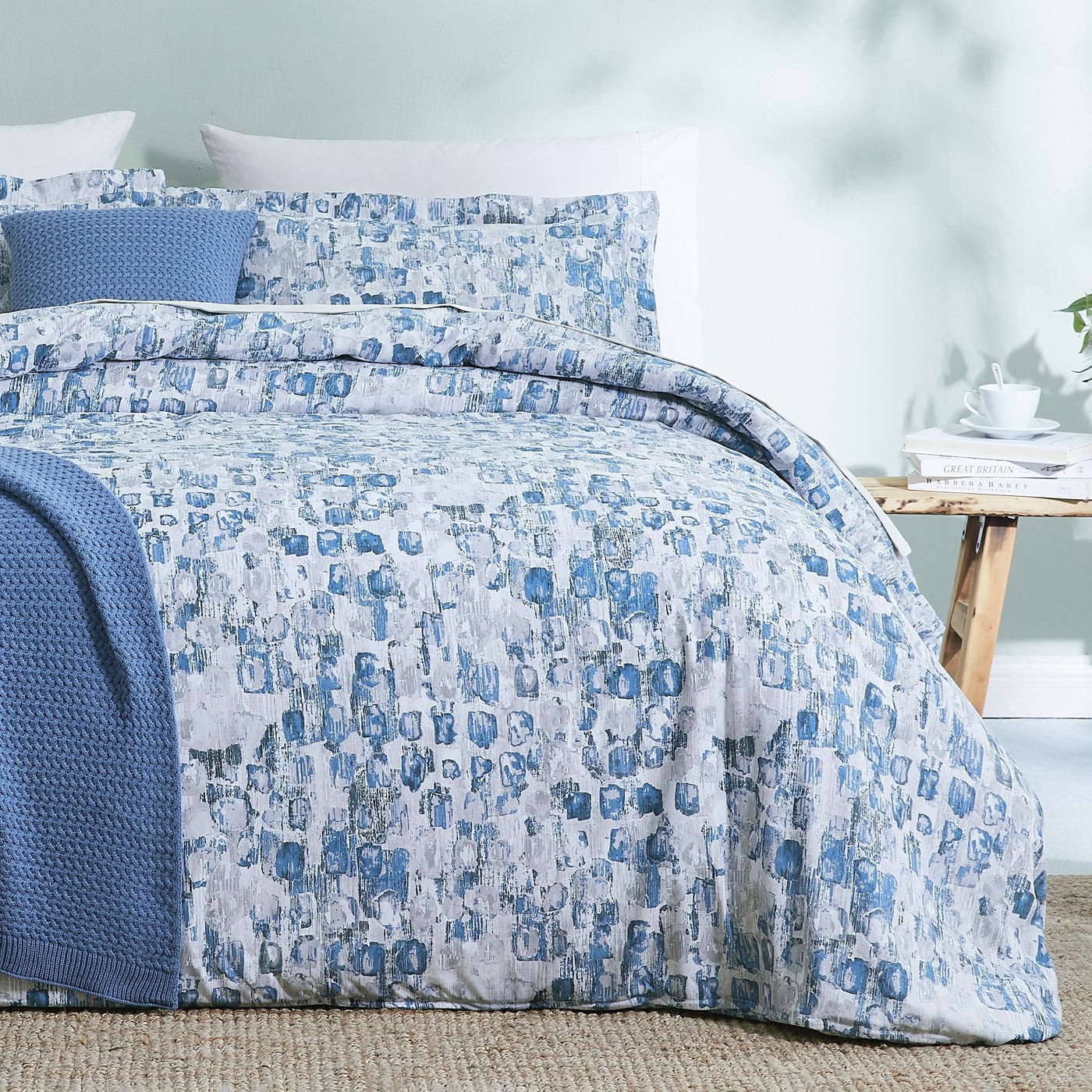 Front View of Rhythm 5-Piece Duvet Cover Set in blue#color_rhythm-blue