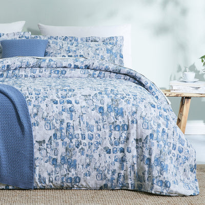 Front View of Rhythm 5-Piece Duvet Cover Set in blue#color_rhythm-blue