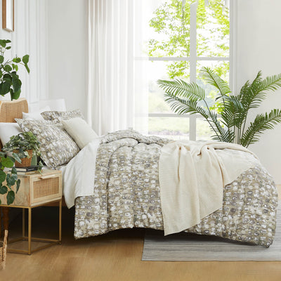 Side View of Rhythm 5-Piece Duvet Cover Set in taupe#color_rhythm-taupe