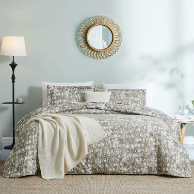 Front View of Rhythm 5-Piece Duvet Cover Set in taupe#color_rhythm-taupe
