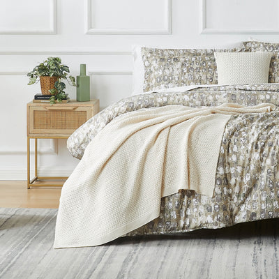 Front View of Rhythm 5-Piece Duvet Cover Set in taupe#color_rhythm-taupe