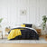 Front View of Urban Grid 5-Piece Duvet Cover Set in black#color_urban-grid-black