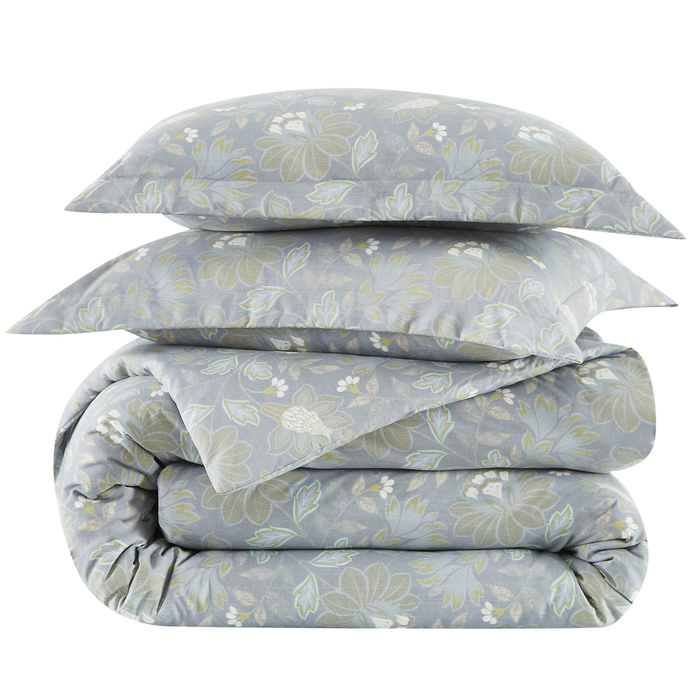 Stack Image of Terra Flora Down Alternative Comforter Set in Steel Blue#color_terra-flora-steel-blue