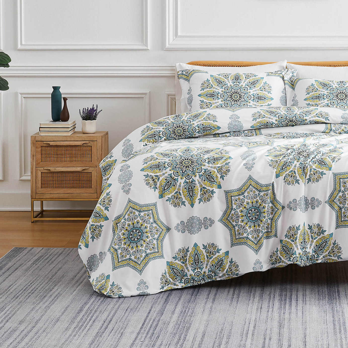 Front View of Tranquil Zen Comforter Set in Aqua#color_tranquil-zen-aqua