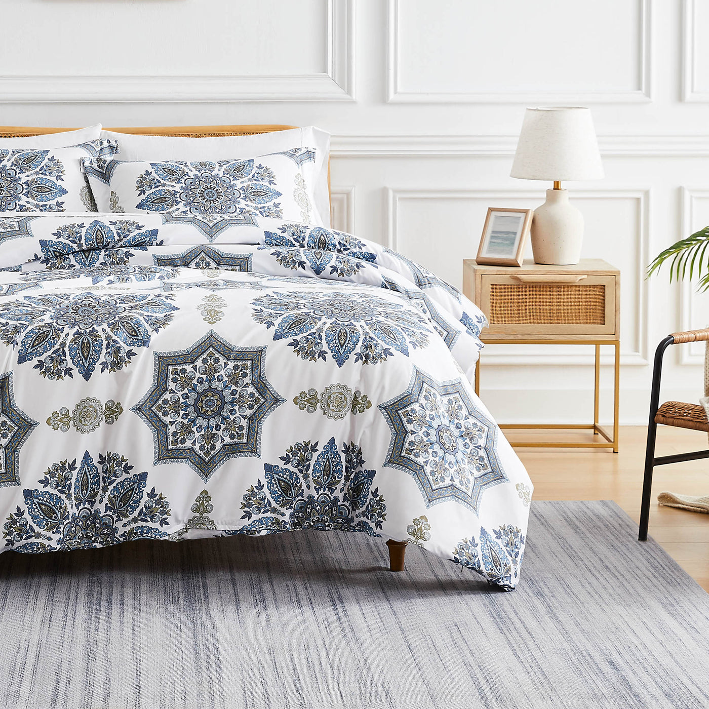 Front View of Tranquil Zen Comforter Set in Blue#color_tranquil-zen-blue