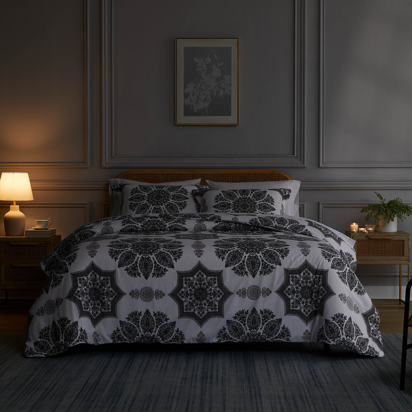 Front View of Tranquil Zen Comforter Set in Grey#color_tranquil-zen-grey