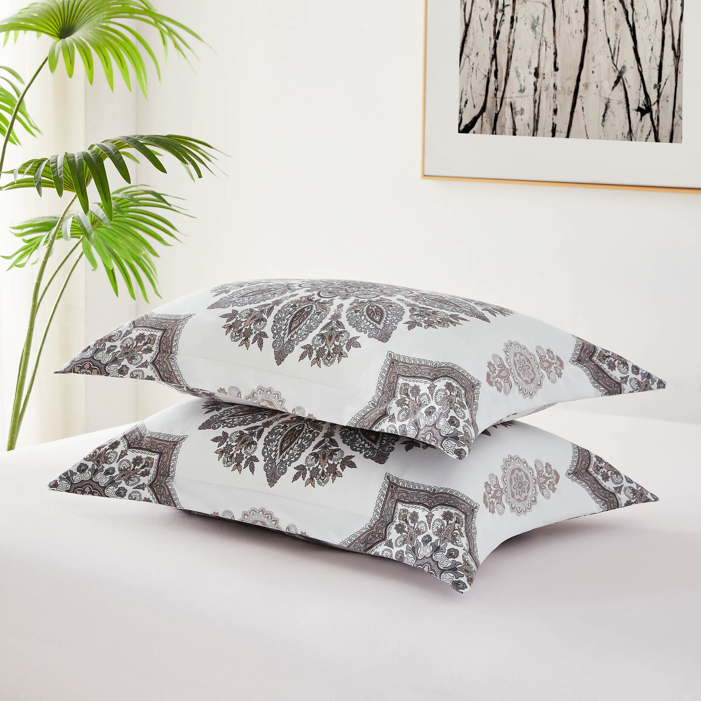 Detailed Shams Image of Tranquil Zen Comforter Set in Grey#color_tranquil-zen-grey