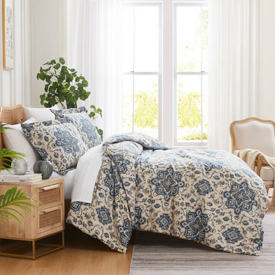 Side View of Persia Oversized Comforter Set in indigo#color_persia-indigo