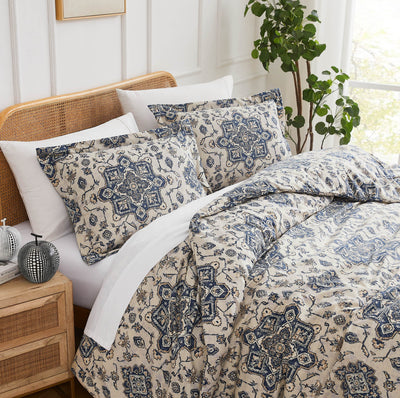 Top View of Persia Oversized Comforter Set in indigo#color_persia-indigo