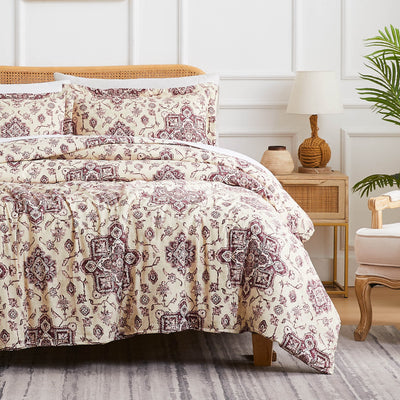 Front View of Persia Oversized Comforter Set in Eggplant#color_persia-eggplant