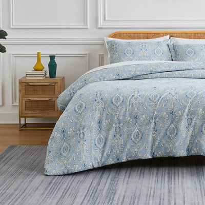 Front View of Country Summer Comforter Set in Blue#color_country-summer-blue