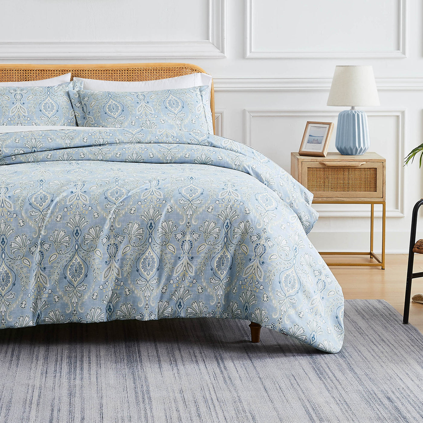 Front View of Country Summer Comforter Set in Blue#color_country-summer-blue