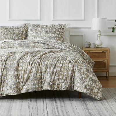 Front View of Rhythm Oversized Comforter Set in taupe#color_rhythm-taupe