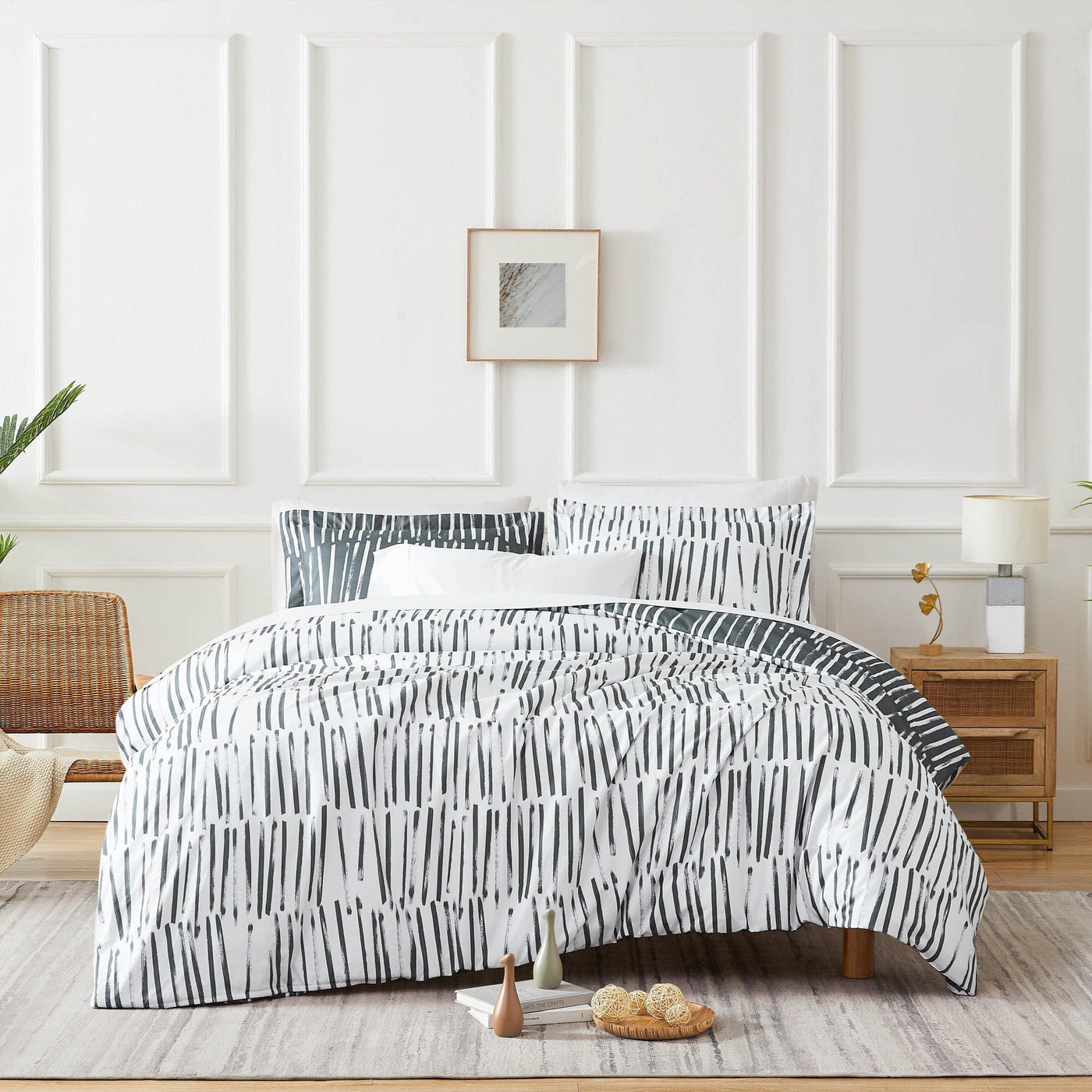 Front View of Spirit Reversible Comforter Set #color_spirit-charcoal