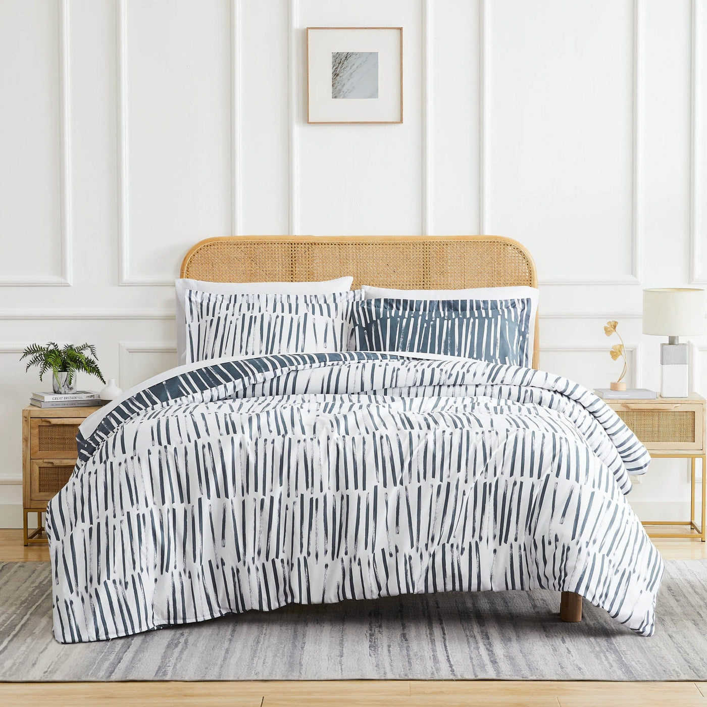 Front View of Spirit Reversible Comforter Set #color_spirit-charcoal