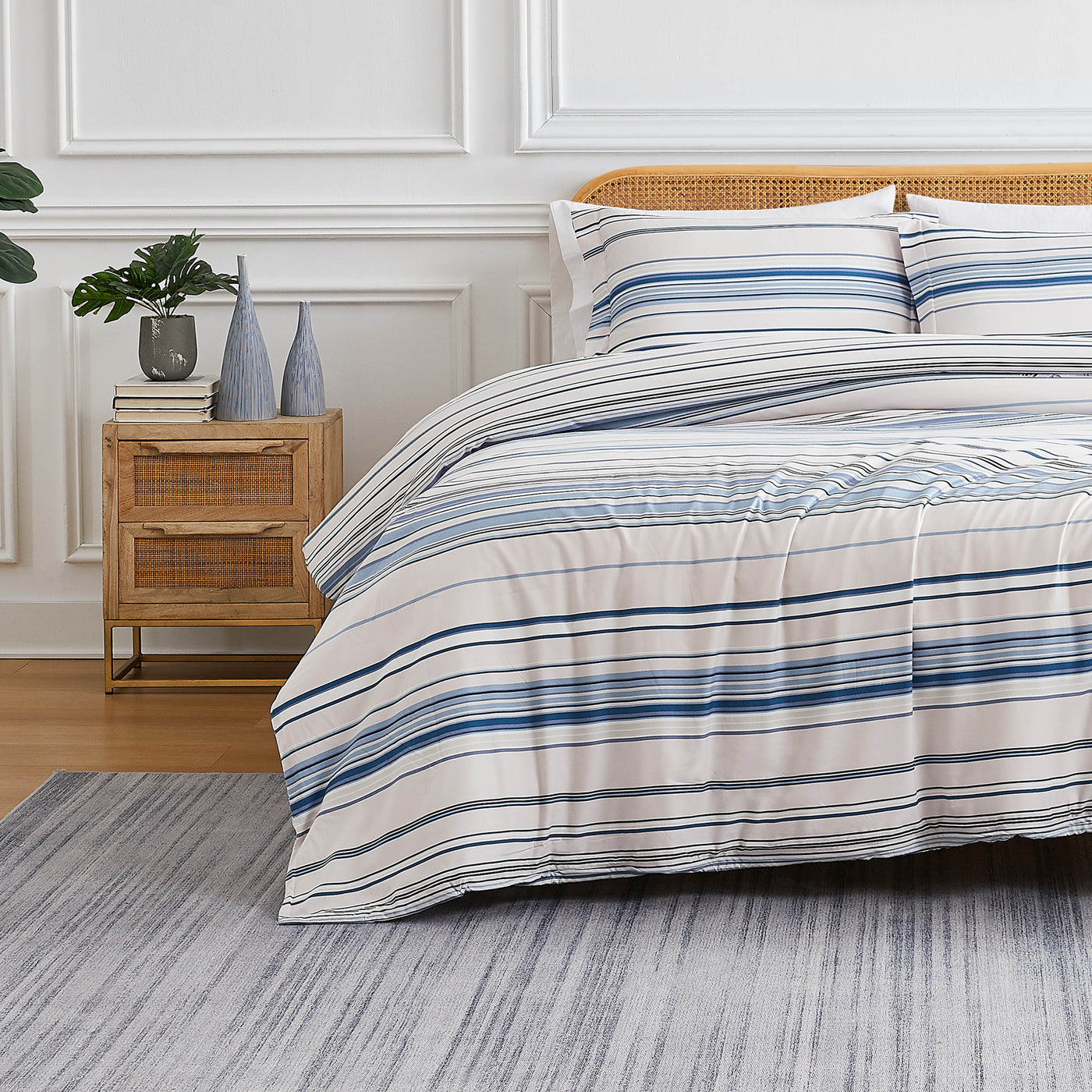 Front View of Malibu Dreams Comforter Set in Blue#color_malibu-dreams-blue