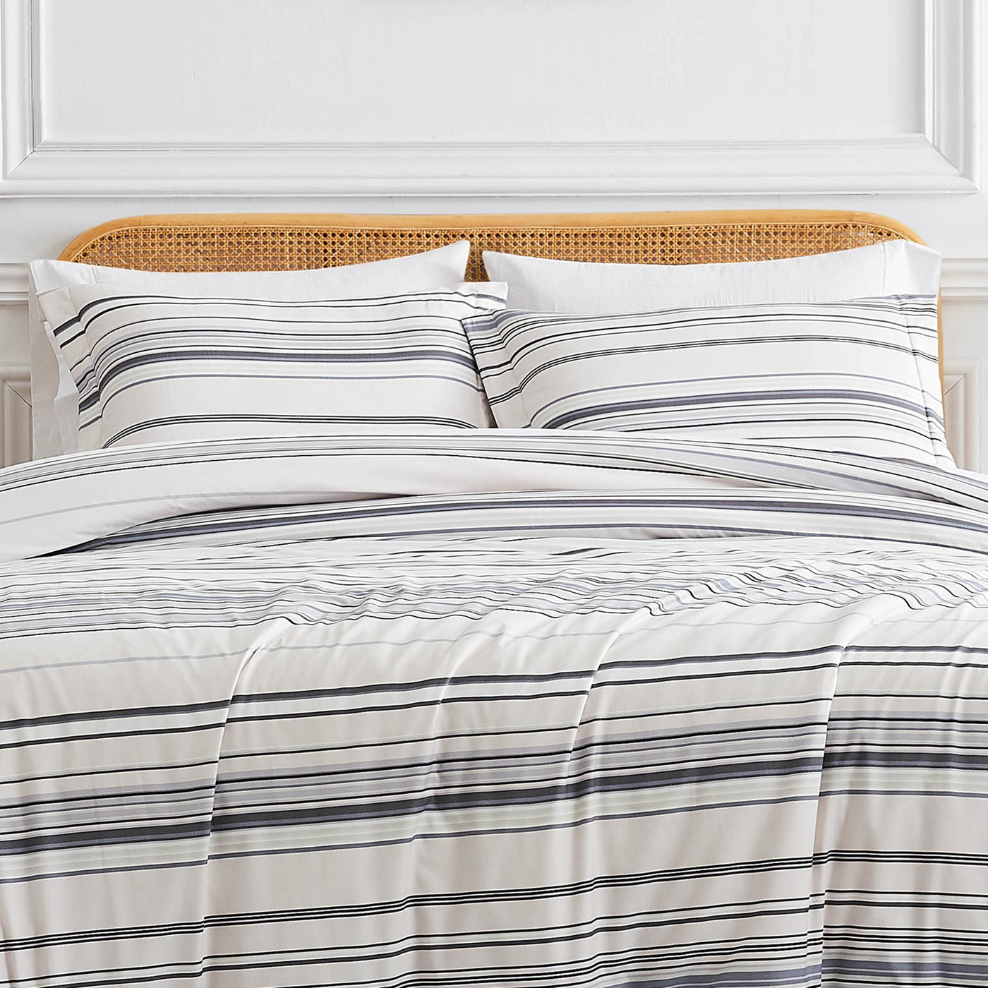 Front View of Malibu Dreams Comforter Set in Grey#color_malibu-dreams-grey