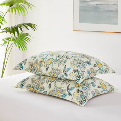 Detailed Shams Image of Global Paisley Comforter Set in Cream#color_global-paisley-cream
