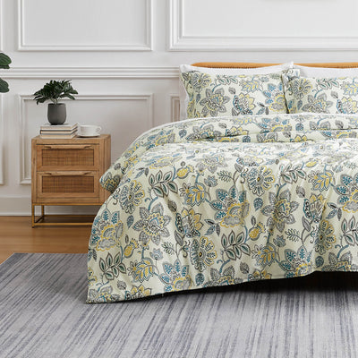 Front View of Global Paisley Comforter Set in Cream#color_global-paisley-cream