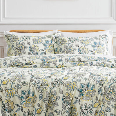 Front View of Global Paisley Comforter Set in Cream#color_global-paisley-cream