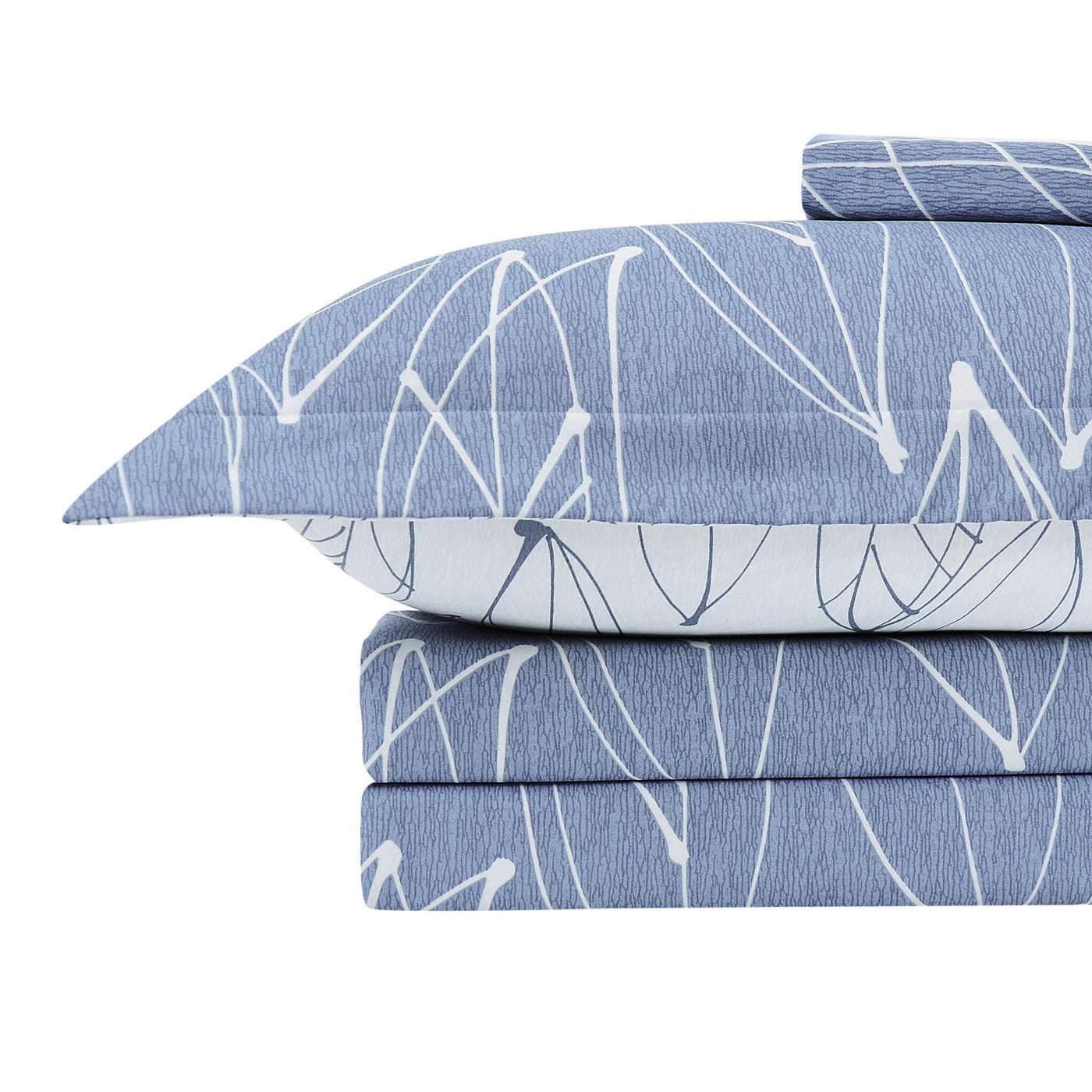 Details and Print Pattern of Contemporary Leaves Reversible Duvet Cover Set in Grey#color_contemporary-leaves-blue