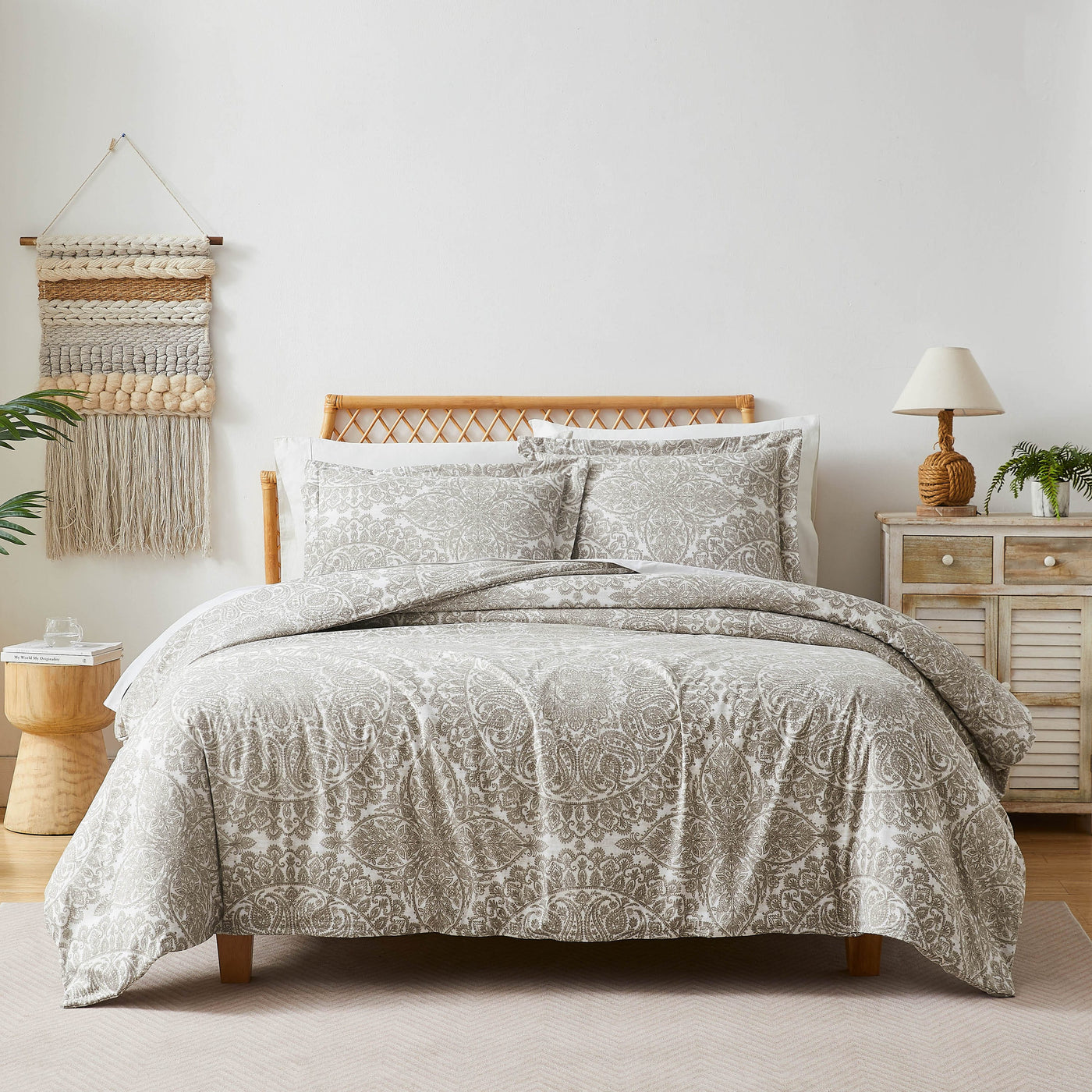 Front View of Ashanti Oversized Duvet Cover Set in bone#color_ashanti-bone