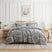 Front View of Ashanti Oversized Duvet Cover Set in Grey#color_ashanti-grey