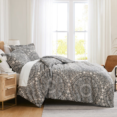 Side View of Ashanti Oversized Duvet Cover Set in Grey#color_ashanti-grey