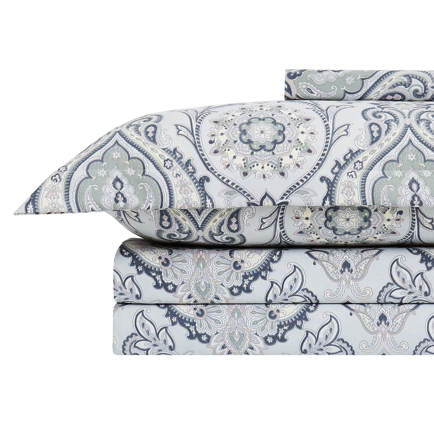 Stack Image of Majestic Paisley Duvet Cover Set in Grey#color_majestic-paisley-grey