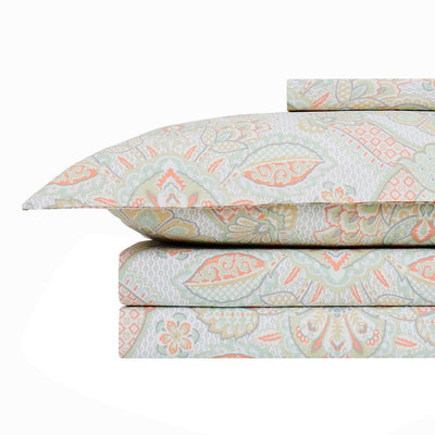 Stack Image of Bluebell Paisley Duvet Cover Set in Coral#color_bluebell-paisley-coral