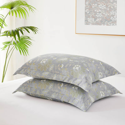 Detailed Shams Image of Terra Flora Duvet Cover Set in Steel Blue#color_terra-flora-steel-blue