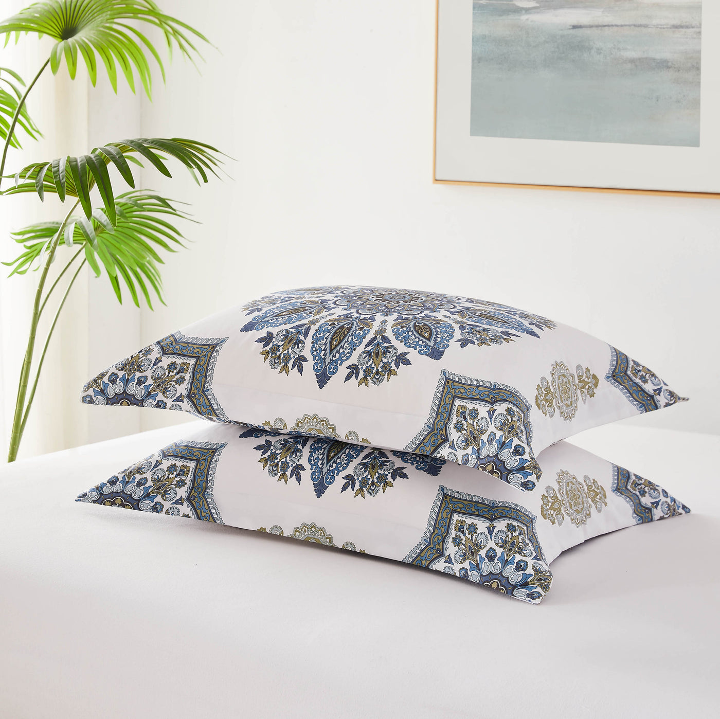 Detailed Shams Image of Tranquil Zen Duvet Cover Set in Blue#color_tranquil-zen-blue