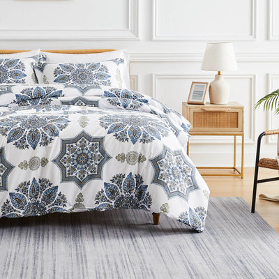 Front View of Tranquil Zen Duvet Cover Set in Blue#color_tranquil-zen-blue