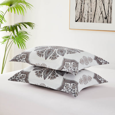 Detailed Shams Image of Tranquil Zen Duvet Cover Set in Grey#color_tranquil-zen-grey