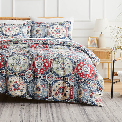 Front View of Kilim Oversized Duvet Cover Set in multi-colored#color_kilim-multi-colored